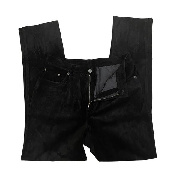 Ralph Lauren Suede Pants 10 | Black Genuine Leather, Premium Hardware, Vintage - Picture 1 of 11